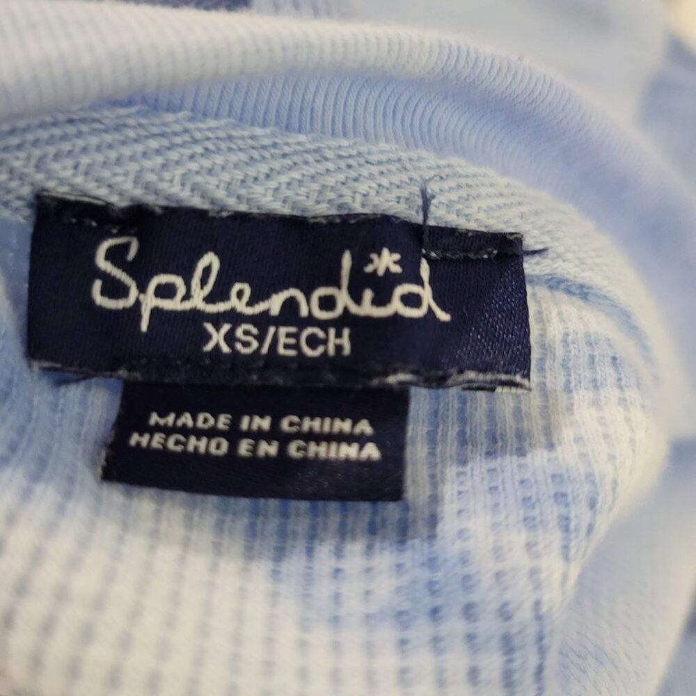 Splendid Waffle Knit Sweatshirt Blue Tie Dye Cloud Crewneck Top Thermal Size XS - Picture 7 of 12